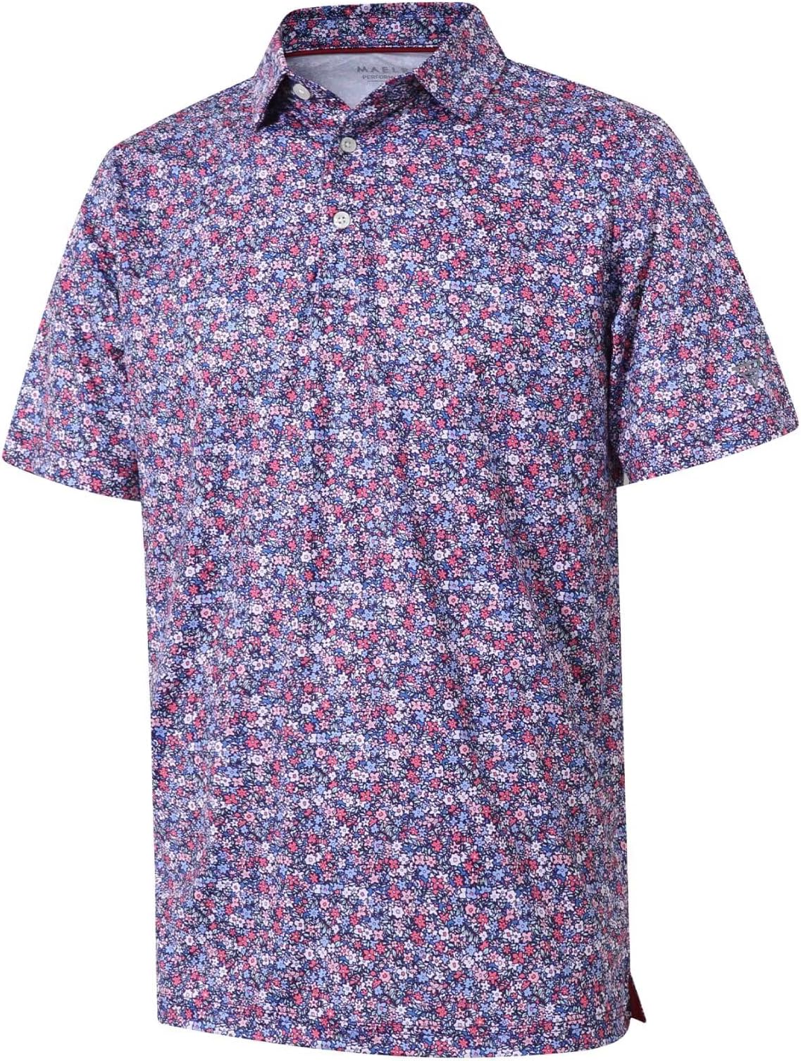 Golf Shirts For Men Dry Fit Short Sleeve Print Performance Moisture Wicking Polo Shirt - Colorful Floral