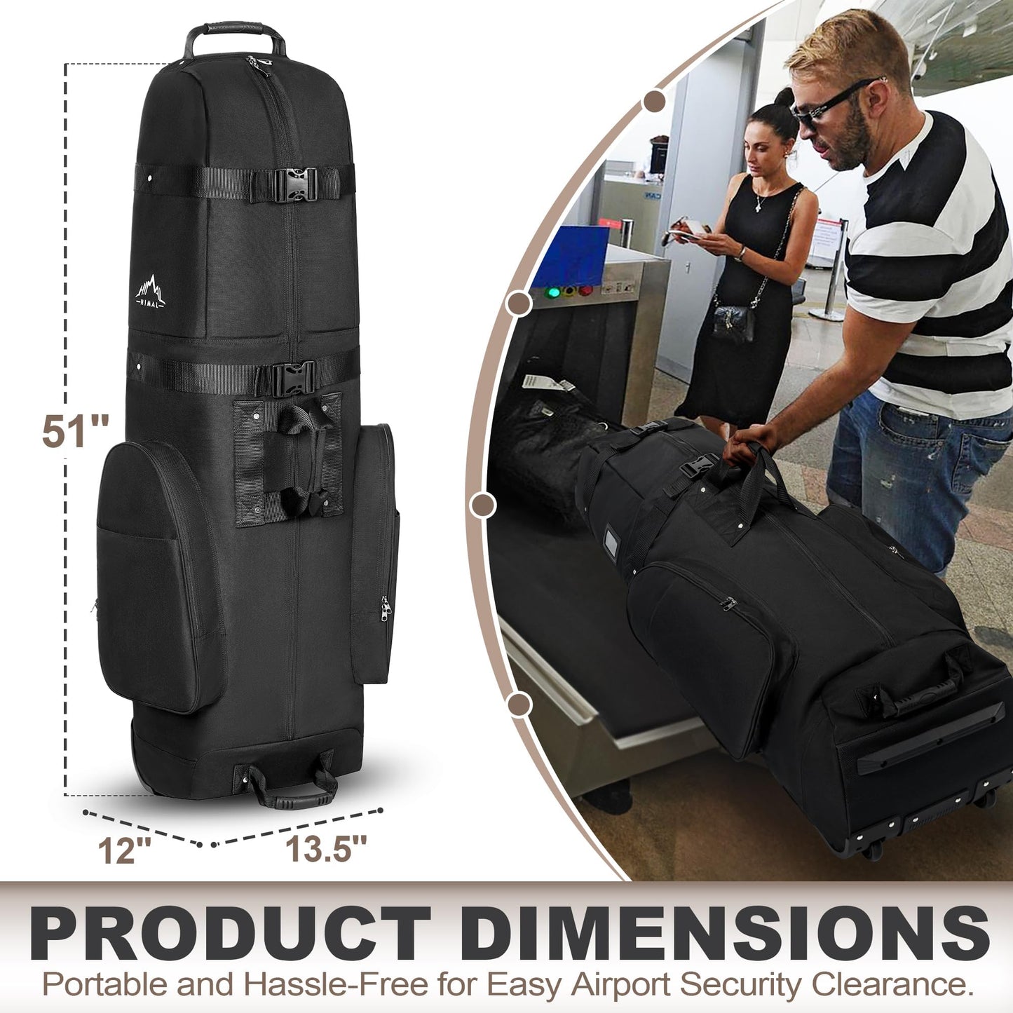 Himal Outdoors Heavy Duty 600D Wheeled Golf Travel Bag