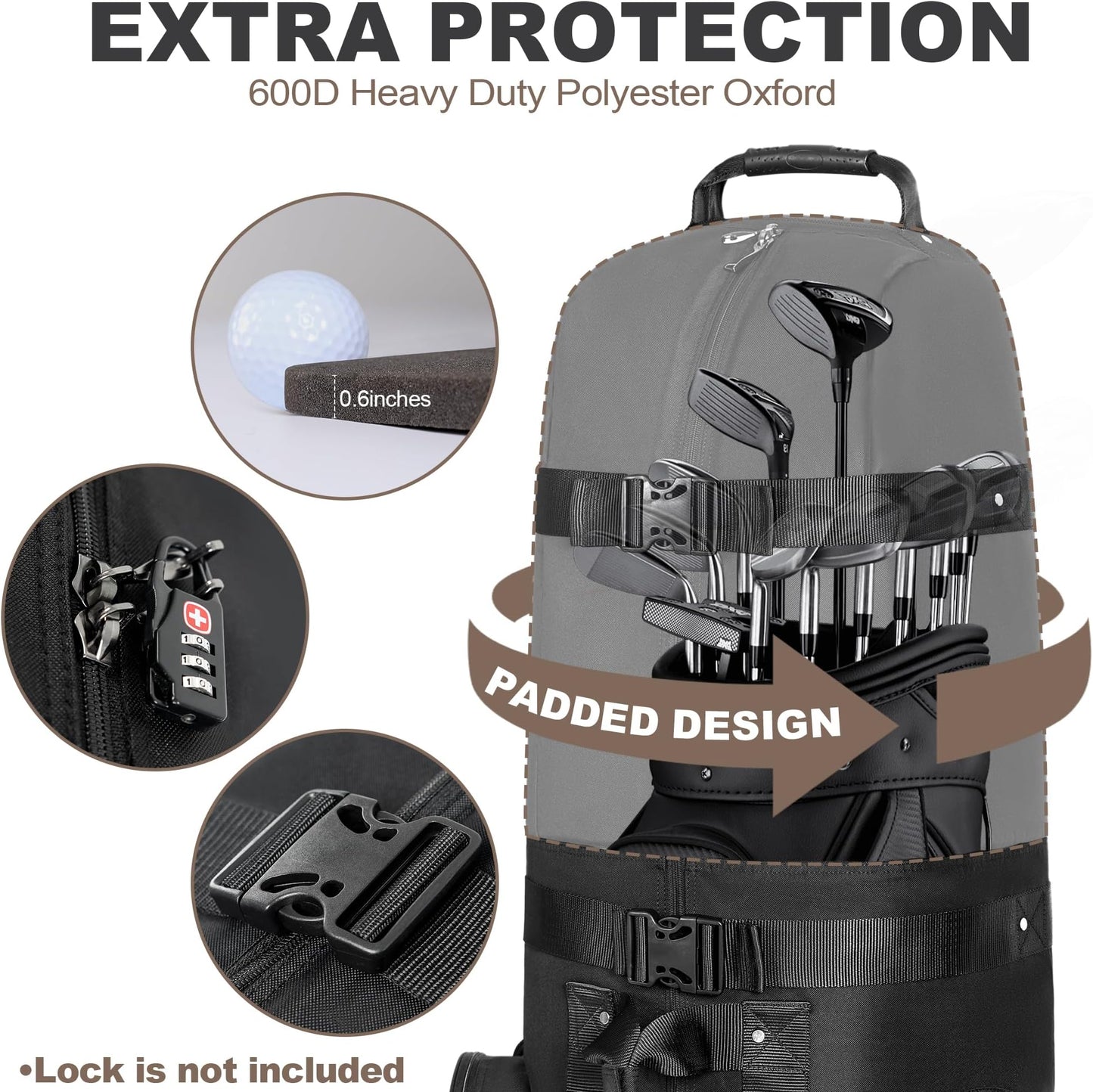 Himal Outdoors Heavy Duty 600D Wheeled Golf Travel Bag