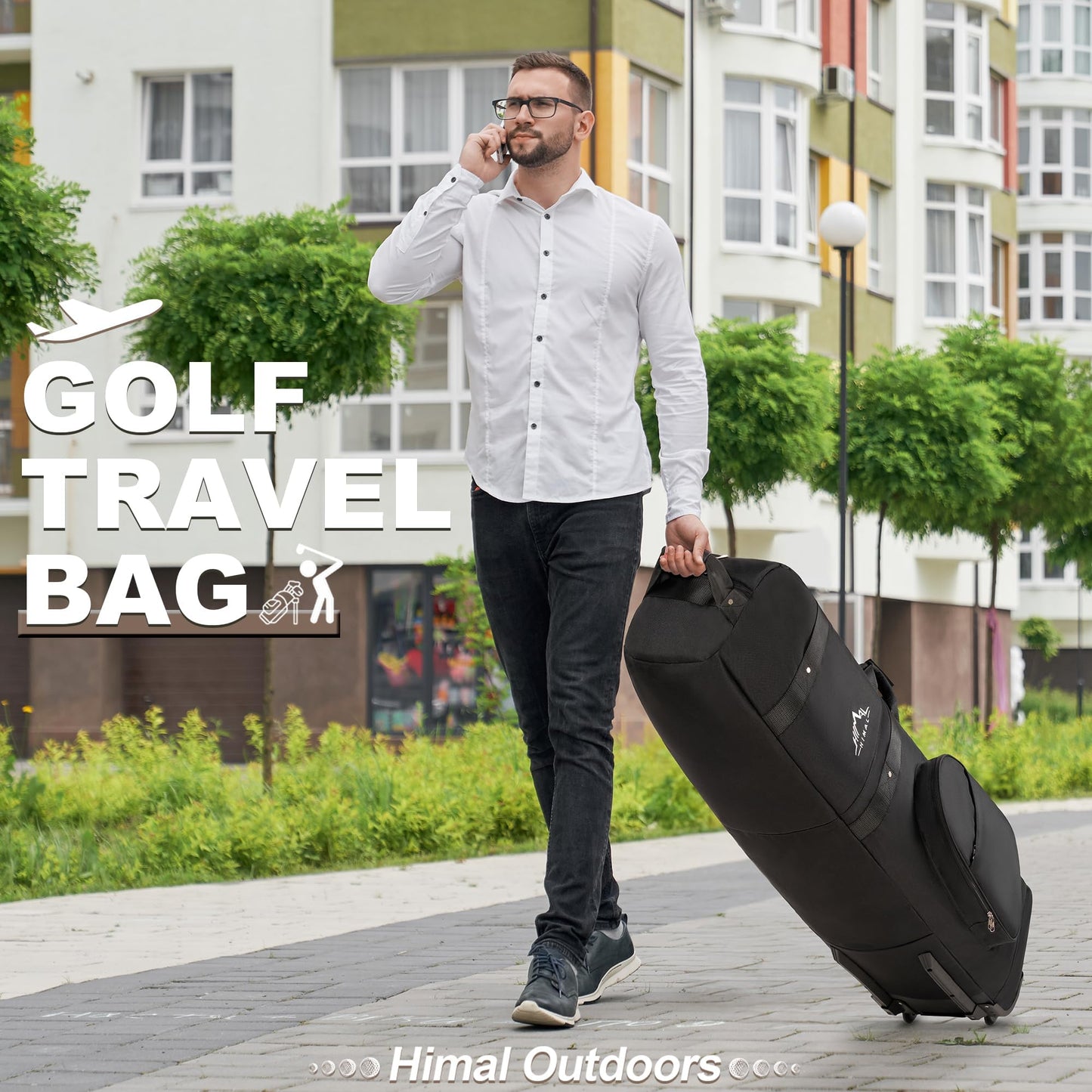 Himal Outdoors Heavy Duty 600D Wheeled Golf Travel Bag