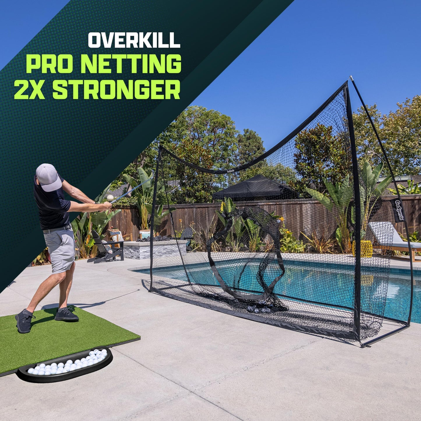 Gosports Golf Practice Hitting Net - Choose Between Huge 10 X 7 Ft Or 7 X 7 Ft Nets - Personal Driving Range For Indoor Or Outdoor Use - Designed By Golfers For Golfers - Pro 10'x7' Golf Net - Black