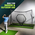Gosports Golf Practice Hitting Net - Choose Between Huge 10 X 7 Ft Or 7 X 7 Ft Nets - Personal Driving Range For Indoor Or Outdoor Use - Designed By Golfers For Golfers - Pro 10'x7' Golf Net - Black