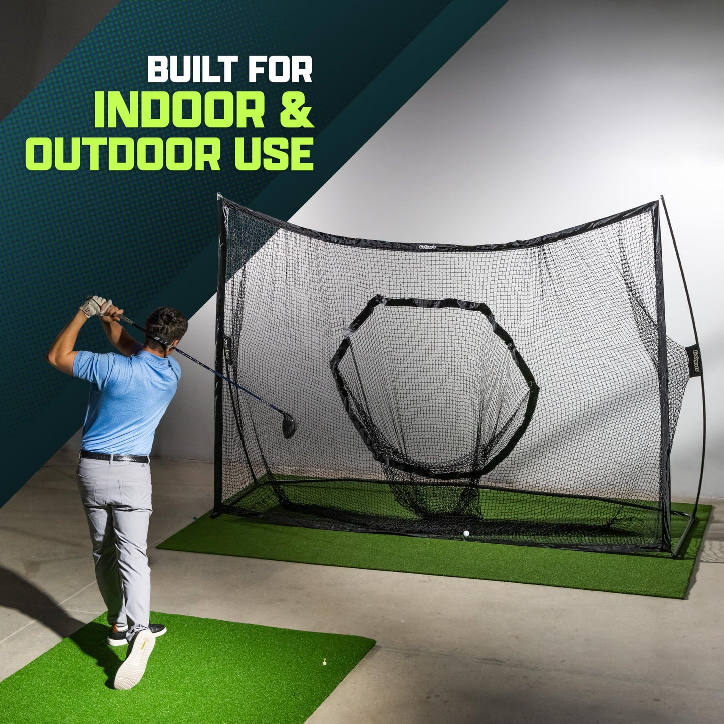 Gosports Golf Practice Hitting Net - Choose Between Huge 10 X 7 Ft Or 7 X 7 Ft Nets - Personal Driving Range For Indoor Or Outdoor Use - Designed By Golfers For Golfers - Pro 10'x7' Golf Net - Black