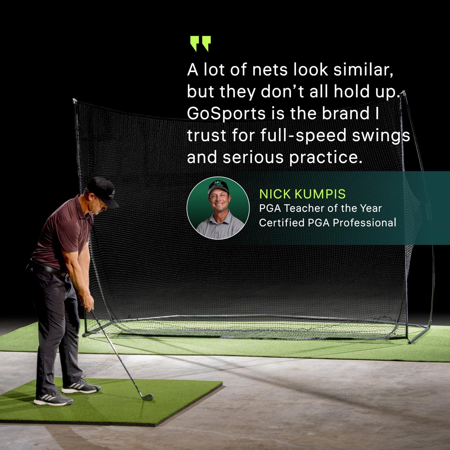 Gosports Golf Practice Hitting Net - Choose Between Huge 10 X 7 Ft Or 7 X 7 Ft Nets - Personal Driving Range For Indoor Or Outdoor Use - Designed By Golfers For Golfers - Pro 10'x7' Golf Net - Black