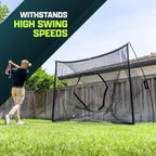 Gosports Golf Practice Hitting Net - Choose Between Huge 10 X 7 Ft Or 7 X 7 Ft Nets - Personal Driving Range For Indoor Or Outdoor Use - Designed By Golfers For Golfers - Pro 10'x7' Golf Net - Black