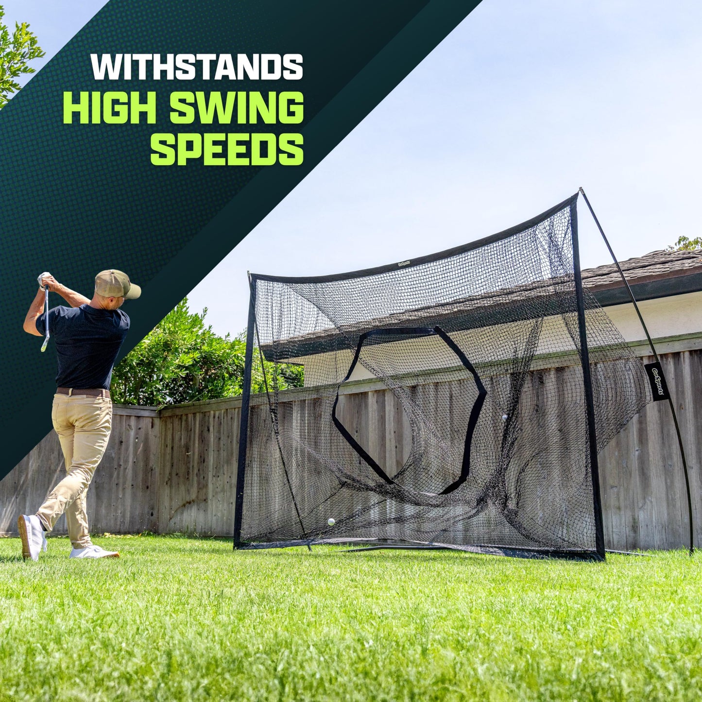 Gosports Golf Practice Hitting Net - Choose Between Huge 10 X 7 Ft Or 7 X 7 Ft Nets - Personal Driving Range For Indoor Or Outdoor Use - Designed By Golfers For Golfers - Pro 10'x7' Golf Net - Black