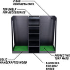 Gosports Premium Wooden Golf Bag Organizer And Storage Rack - Black, White Or Brown Finish - Holds 2 Golf Bags - Black