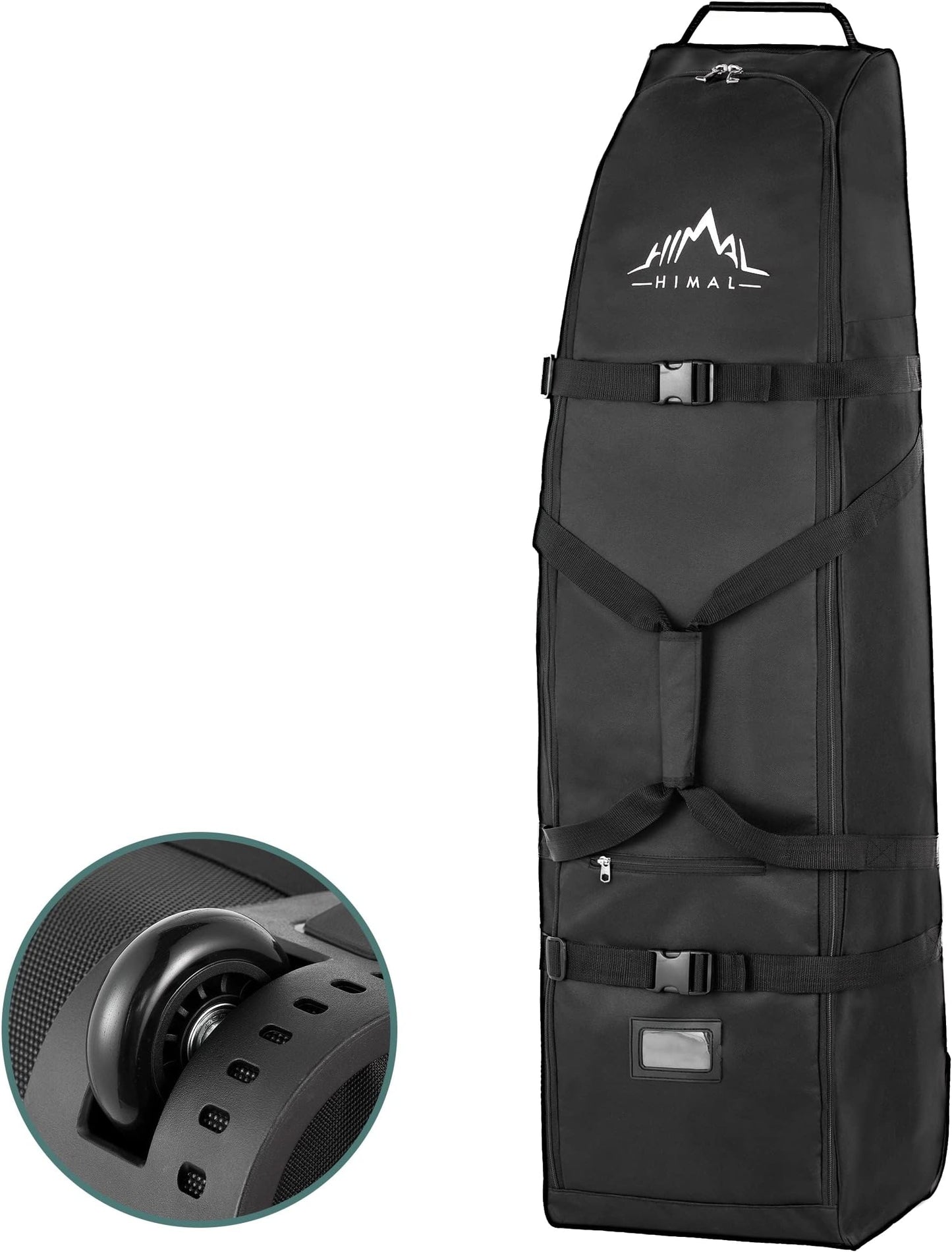 Himal Outdoors Soft-Sided Golf Travel Bag With Wheels, 600d Oxford Fabric | Water-Resistant 600d Oxford, Soft-Sided Design, Rolling Wheels, Excellent Zipper, Universal Fit, Airline Travel - Black
