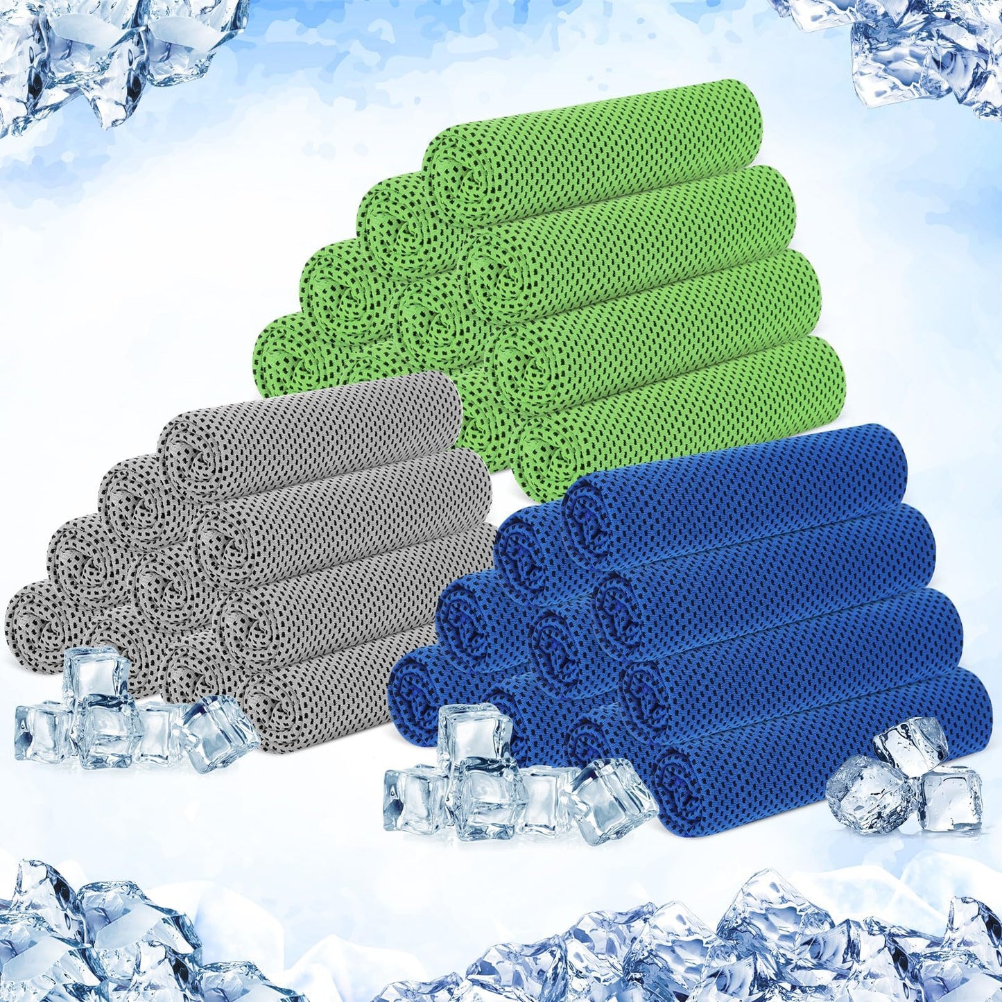 Hosuly 30 Pack Cooling Towels, 40"x12" Ice Breathable Soft Chilly Sweat Rag Microfiber Workout Rags For Gym Cooling Towels For Neck And Face For Yoga Golf Sport Running - Bright Color