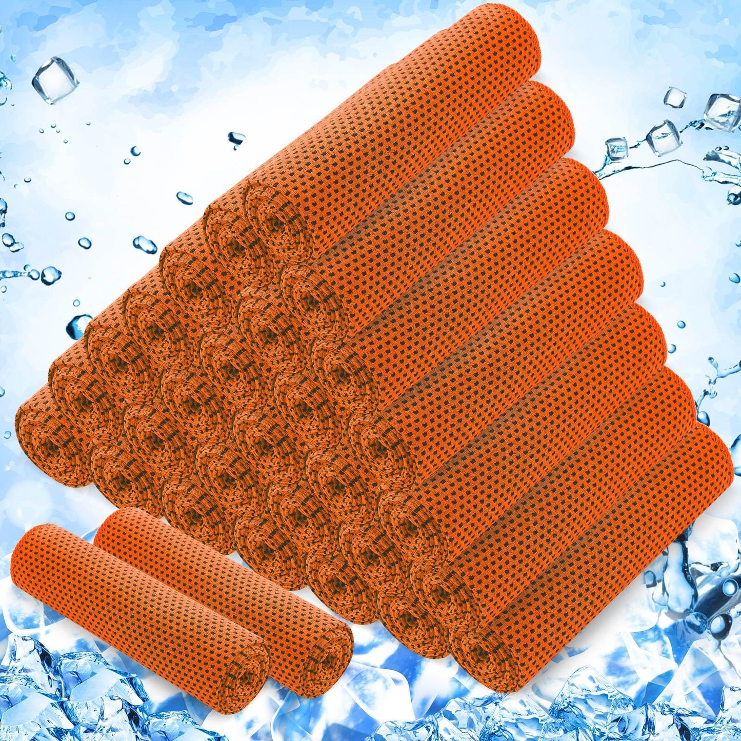 Hosuly 30 Pack Cooling Towels, 40"x12" Ice Breathable Soft Chilly Sweat Rag Microfiber Workout Rags For Gym Cooling Towels For Neck And Face For Yoga Golf Sport Running - Orange