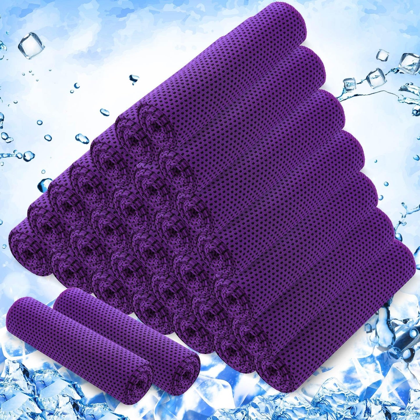 Hosuly 30 Pack Cooling Towels, 40"x12" Ice Breathable Soft Chilly Sweat Rag Microfiber Workout Rags For Gym Cooling Towels For Neck And Face For Yoga Golf Sport Running - Purple