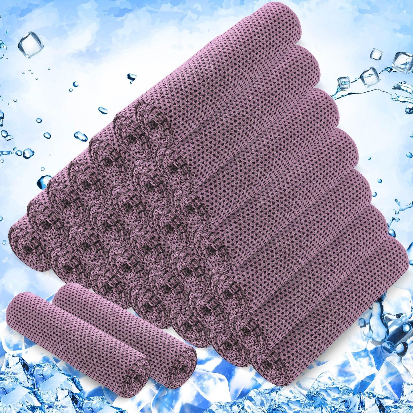 Hosuly 30 Pack Cooling Towels, 40"x12" Ice Breathable Soft Chilly Sweat Rag Microfiber Workout Rags For Gym Cooling Towels For Neck And Face For Yoga Golf Sport Running - Pink