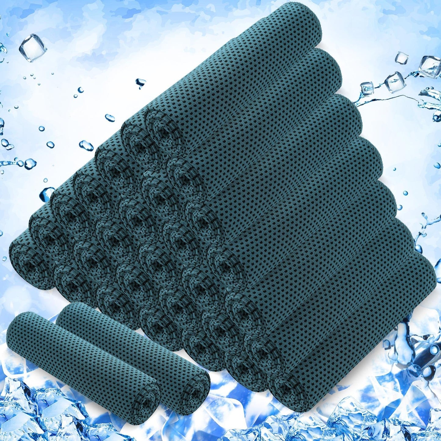 Hosuly 30 Pack Cooling Towels, 40"x12" Ice Breathable Soft Chilly Sweat Rag Microfiber Workout Rags For Gym Cooling Towels For Neck And Face For Yoga Golf Sport Running - Mist Blue
