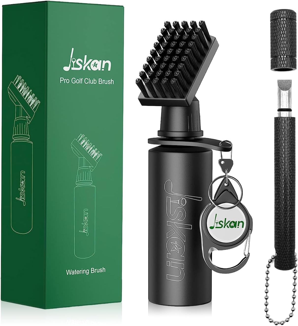 Jiskan Pro Golf Club Cleaner Brush and Groove Sharpener Tool with Water Bottle