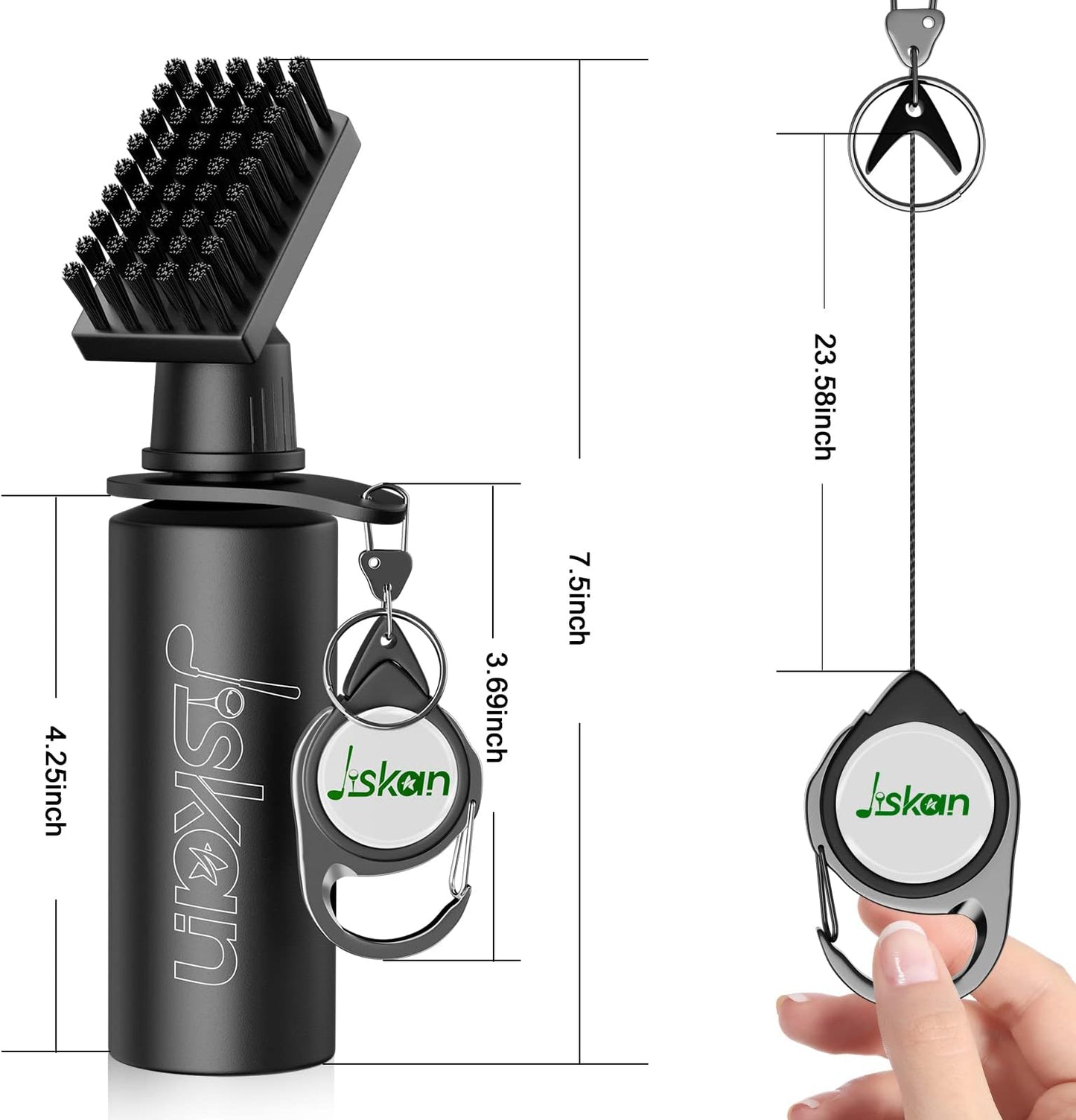 Jiskan Pro Golf Club Cleaner Brush and Groove Sharpener Tool with Water Bottle