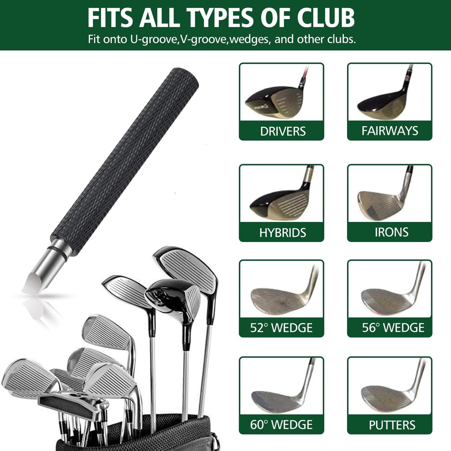 Jiskan Pro Golf Club Cleaner Brush and Groove Sharpener Tool with Water Bottle