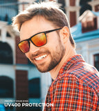 Kaliyadi Polarized Sunglasses For Men, Lightweight Sun Glasses With Uv Protection For Driving Fishing Golf - (3 Pack) Black/ice Blue/red