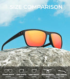 Kaliyadi Polarized Sunglasses For Men, Lightweight Sun Glasses With Uv Protection For Driving Fishing Golf - (3 Pack) Black/ice Blue/red