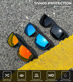Kaliyadi Polarized Sunglasses For Men, Lightweight Sun Glasses With Uv Protection For Driving Fishing Golf - (3 Pack) Black/ice Blue/red