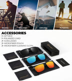 Kaliyadi Polarized Sunglasses For Men, Lightweight Sun Glasses With Uv Protection For Driving Fishing Golf - (3 Pack) Black/ice Blue/red