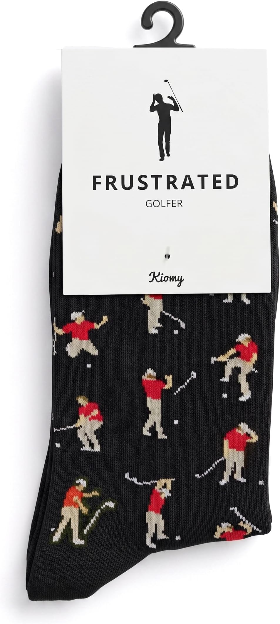 Kiomy Sock With Frustrated Golfer Design, Funny Golf Socks For Men, 1 Pair Per Pack - Size 8-13 - Black-Red