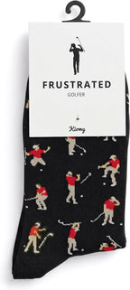 Kiomy Sock With Frustrated Golfer Design, Funny Golf Socks For Men, 1 Pair Per Pack - Size 8-13 - Black-Red