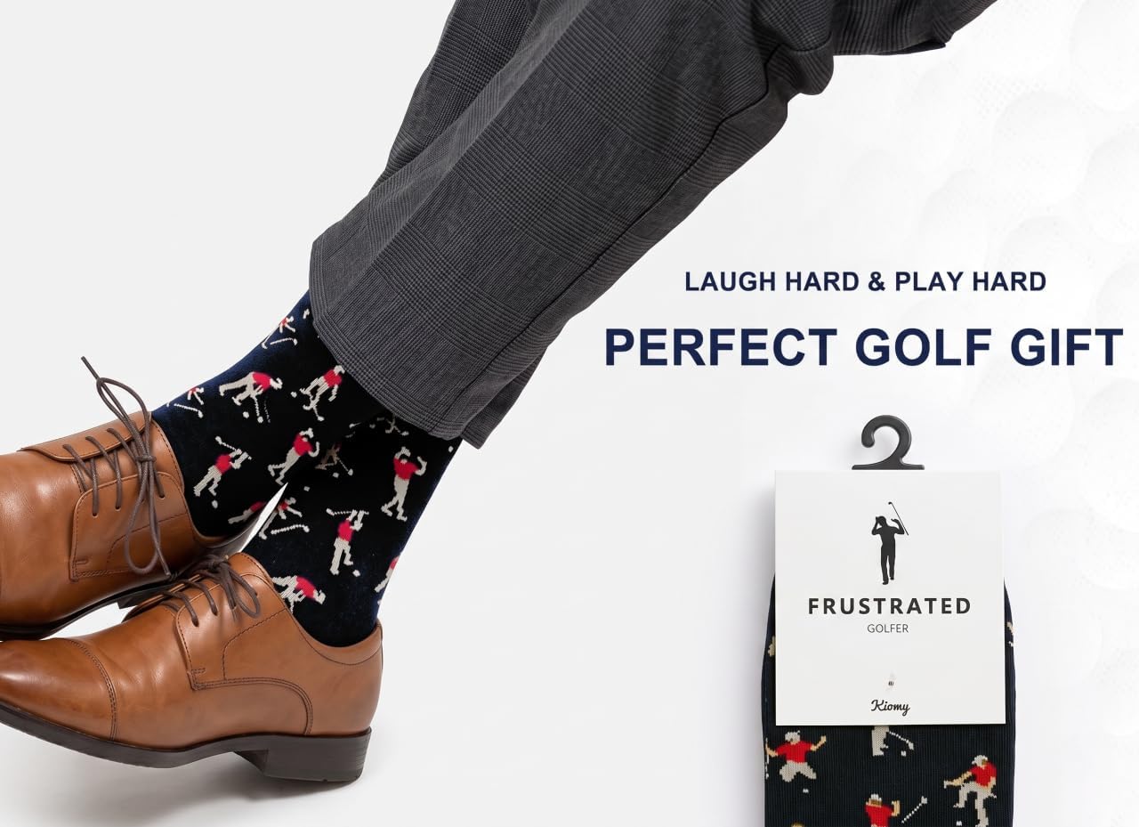 Kiomy Sock With Frustrated Golfer Design, Funny Golf Socks For Men, 1 Pair Per Pack - Size 8-13 - Black-Red