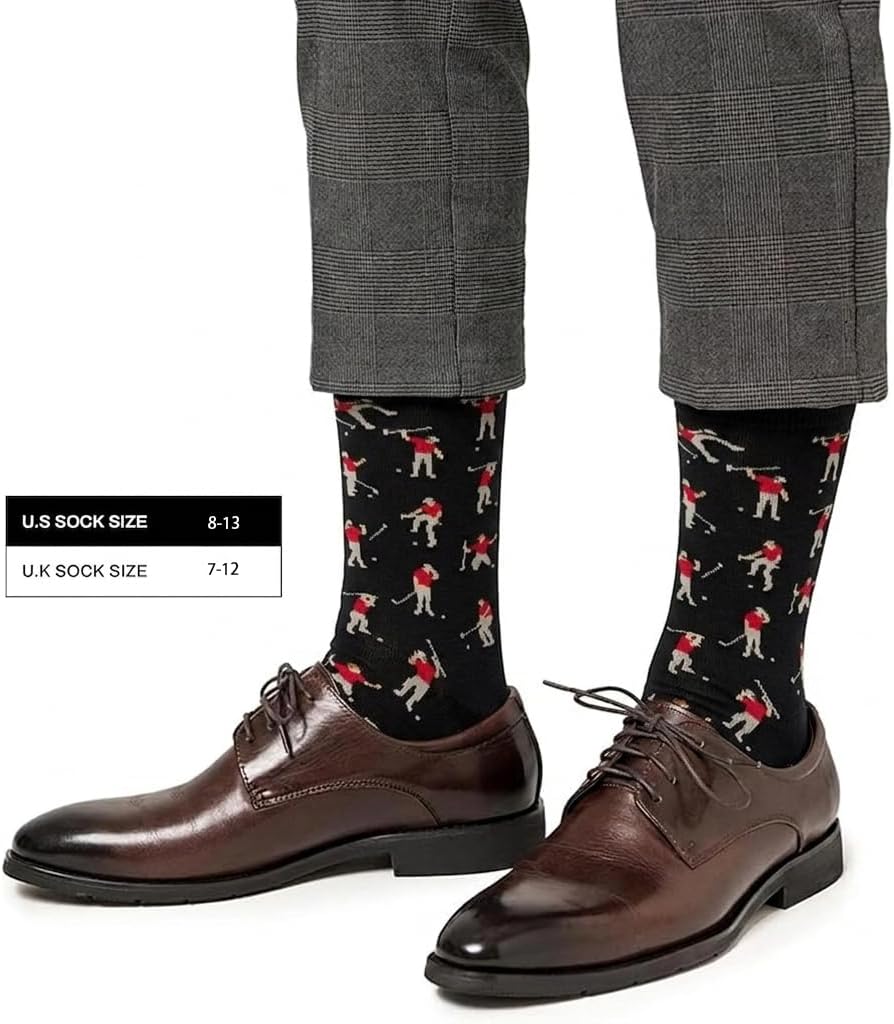 Kiomy Sock With Frustrated Golfer Design, Funny Golf Socks For Men, 1 Pair Per Pack - Size 8-13 - Black-Red