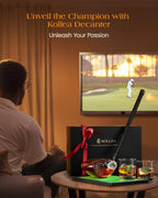 Kollea Handcrafted Golf Whiskey Decanter Set with 2 Golf Ball Glasses