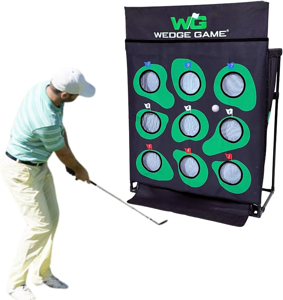 Large Premium Golf Short Game Backyard Game Indoor/outdoor Chipping And Pitching Net With True Auto Ball Return, 9 Holes Of Golf, Tic-Tac-Toe And More! - Wedge Game® 6 In 1 Short Game Net
