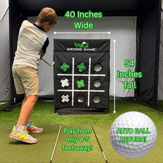 Large Premium Golf Short Game Backyard Game Indoor/outdoor Chipping And Pitching Net With True Auto Ball Return, 9 Holes Of Golf, Tic-Tac-Toe And More! - Wedge Game® 6 In 1 Short Game Net