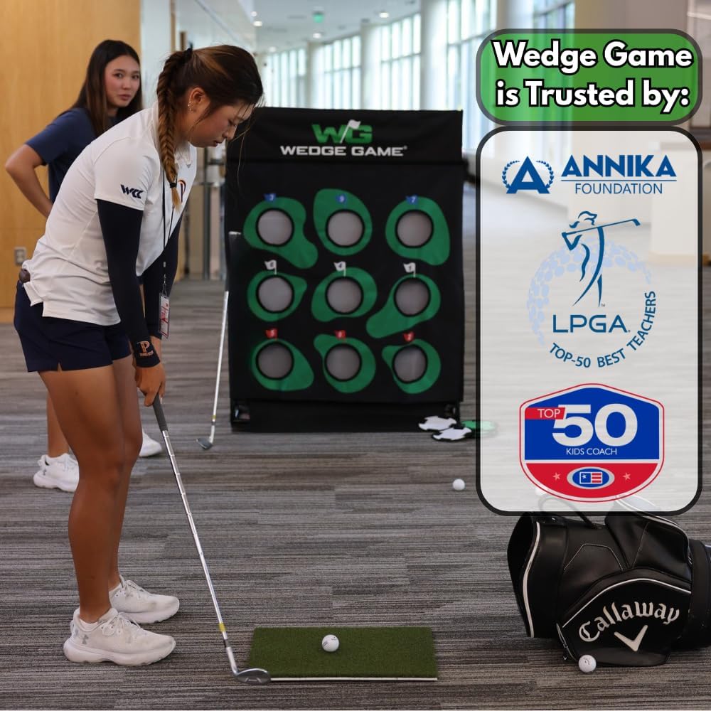 Large Premium Golf Short Game Backyard Game Indoor/outdoor Chipping And Pitching Net With True Auto Ball Return, 9 Holes Of Golf, Tic-Tac-Toe And More! - Wedge Game® 6 In 1 Short Game Net