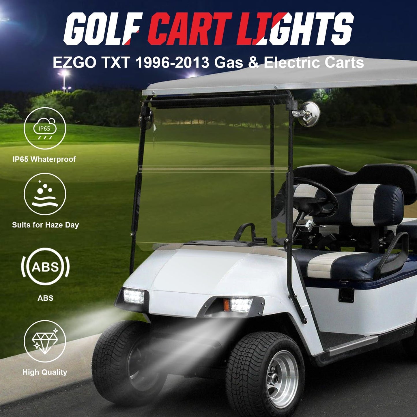 VYYOKMU LED Headlight and Tail Light Kit for EZGO TXT 1996-2013 Gas and Electric