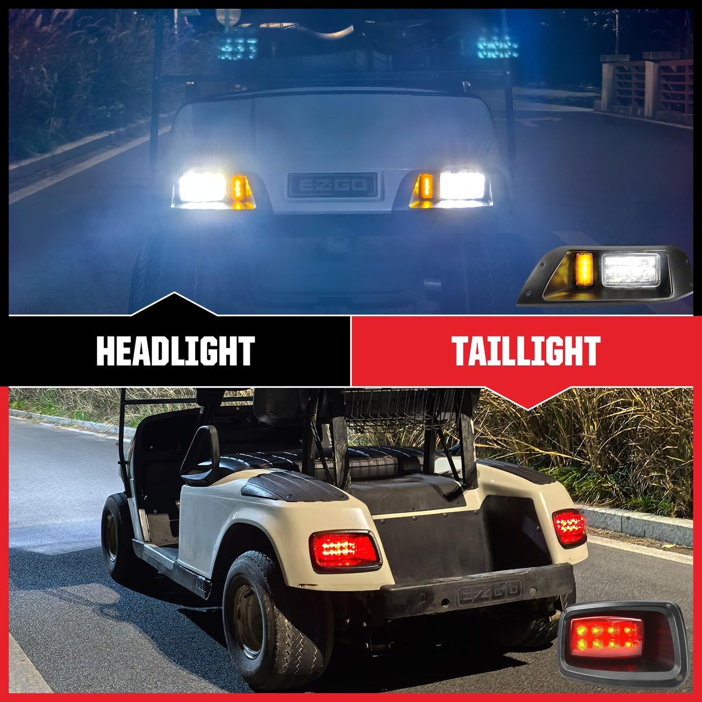 VYYOKMU LED Headlight and Tail Light Kit for EZGO TXT 1996-2013 Gas and Electric