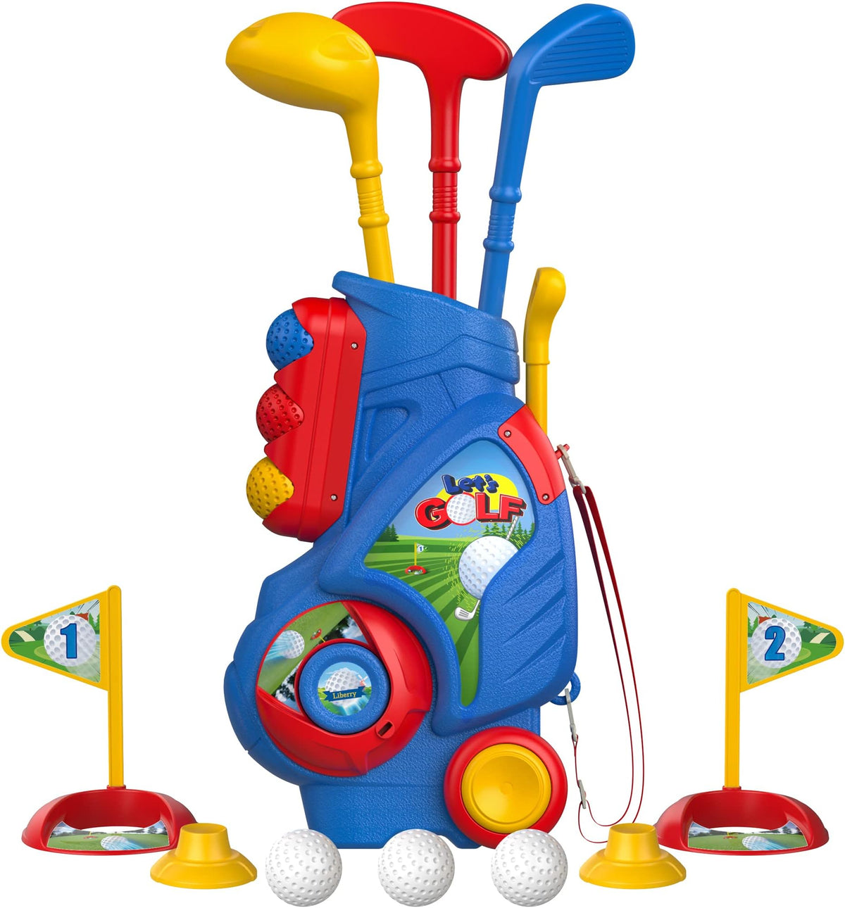 Liberry Toddler Golf Clubs Set Toy For 1 2 3 4 Years Old Boys Girls, Blue | Upgraded Kids Golf Cart, Shoulder Strap Design, Indoor And Outdoor Sports Game, Birthday Gifts For Baby - Blue