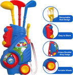 Liberry Toddler Golf Clubs Set Toy For 1 2 3 4 Years Old Boys Girls, Blue | Upgraded Kids Golf Cart, Shoulder Strap Design, Indoor And Outdoor Sports Game, Birthday Gifts For Baby - Blue