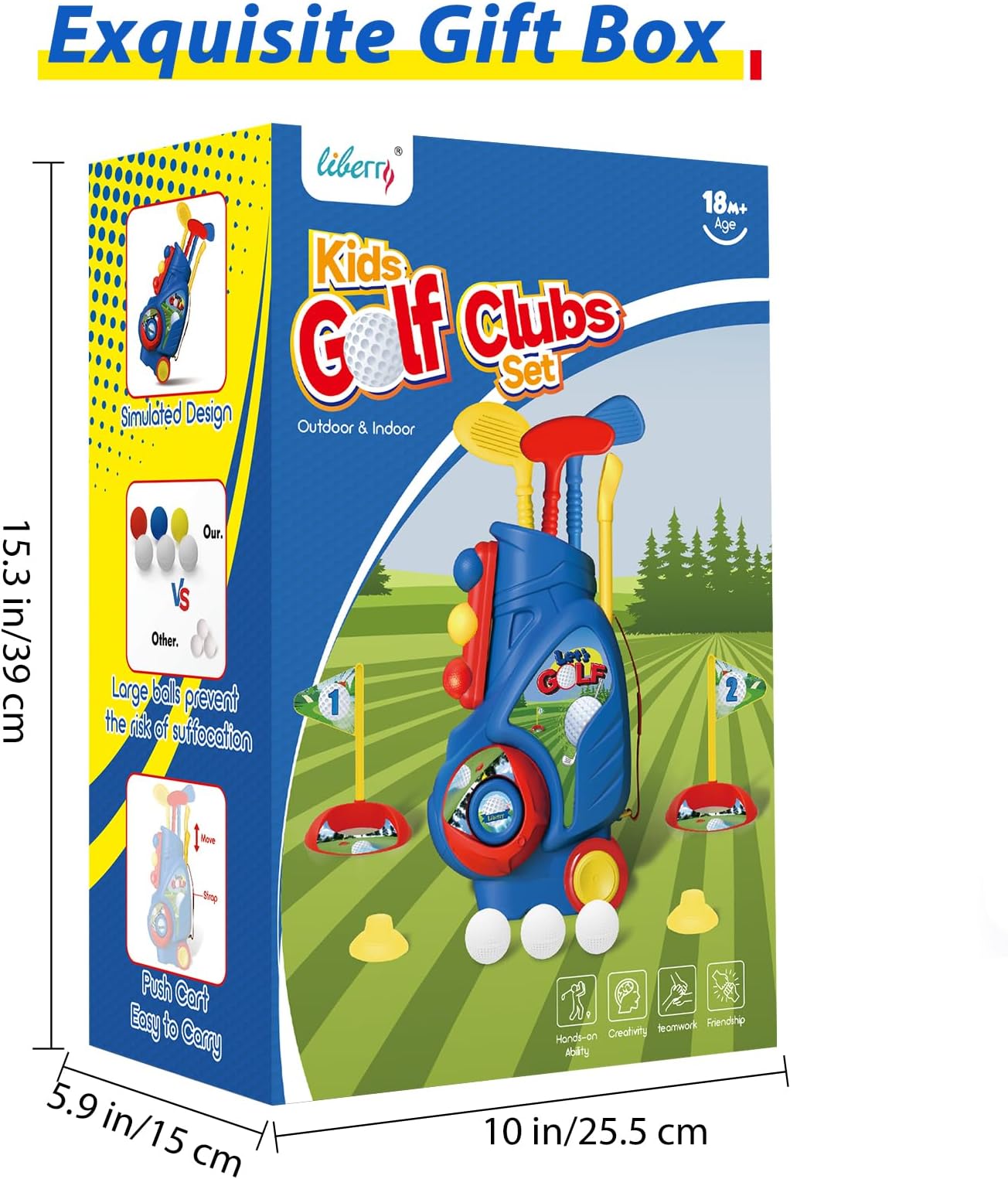Liberry Toddler Golf Clubs Set Toy For 1 2 3 4 Years Old Boys Girls, Blue | Upgraded Kids Golf Cart, Shoulder Strap Design, Indoor And Outdoor Sports Game, Birthday Gifts For Baby - Blue