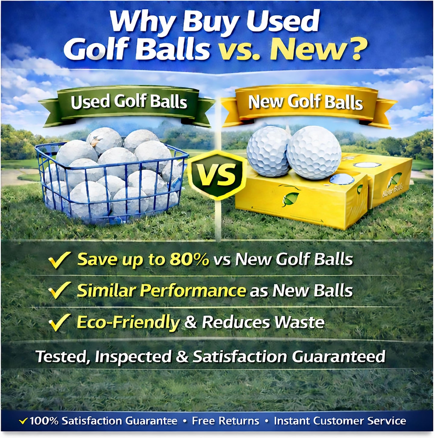 LostGolfBalls Kirkland Signature Golf Balls Near Mint AAAA Quality (50 Pack)
