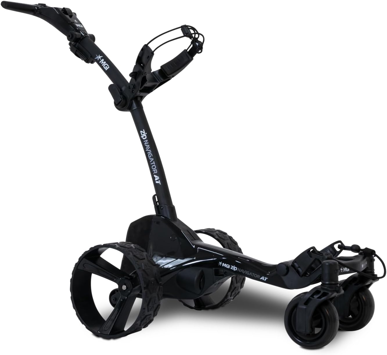 Mgi Zip Navigator All Terrain Electric Golf Cart - 36 Hole Battery - Remote Control - (drink, Umbrella, Gps-Phone) - Gloss Black-Matte Black