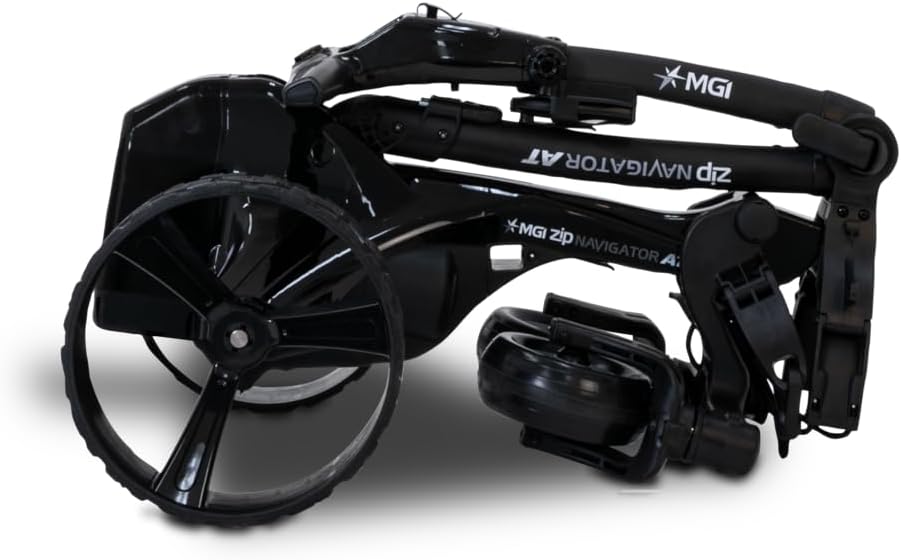 Mgi Zip Navigator All Terrain Electric Golf Cart - 36 Hole Battery - Remote Control - (drink, Umbrella, Gps-Phone) - Gloss Black-Matte Black