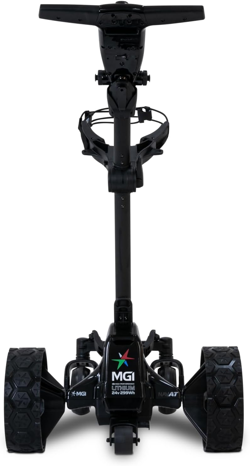 Mgi Zip Navigator All Terrain Electric Golf Cart - 36 Hole Battery - Remote Control - (drink, Umbrella, Gps-Phone) - Gloss Black-Matte Black