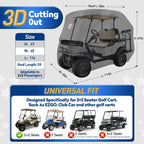 Nokins 420d Waterproof 2+2 Specialized Golf Cart Cover,oxford Fabric Cover Fit For Most Standard 2+2 Seater Golf Cart Ezgo, Club Car, Protects Your Car From Wind And Rain,black - Fit Most Standard 2+2 Seater Golf Cart