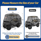 Nokins 420d Waterproof 2+2 Specialized Golf Cart Cover,oxford Fabric Cover Fit For Most Standard 2+2 Seater Golf Cart Ezgo, Club Car, Protects Your Car From Wind And Rain,black - Fit Most Standard 2+2 Seater Golf Cart