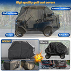 Nokins 420d Waterproof 2+2 Specialized Golf Cart Cover,oxford Fabric Cover Fit For Most Standard 2+2 Seater Golf Cart Ezgo, Club Car, Protects Your Car From Wind And Rain,black - Fit Most Standard 2+2 Seater Golf Cart