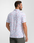 Obla Mens Golf Polo Shirts Short Sleeve Dry Fit Performance Moisture Wicking Casual Print Collared Golf Shirts For Men - White Colored Dots