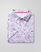 Obla Mens Golf Polo Shirts Short Sleeve Dry Fit Performance Moisture Wicking Casual Print Collared Golf Shirts For Men - White Colored Dots