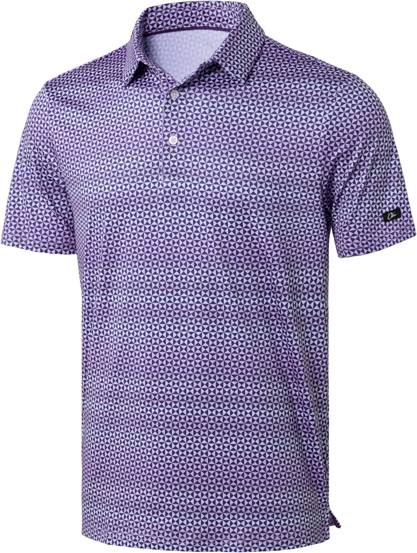 Obla Mens Golf Polo Shirts Short Sleeve Dry Fit Performance Moisture Wicking Casual Print Collared Golf Shirts For Men - Purple Square