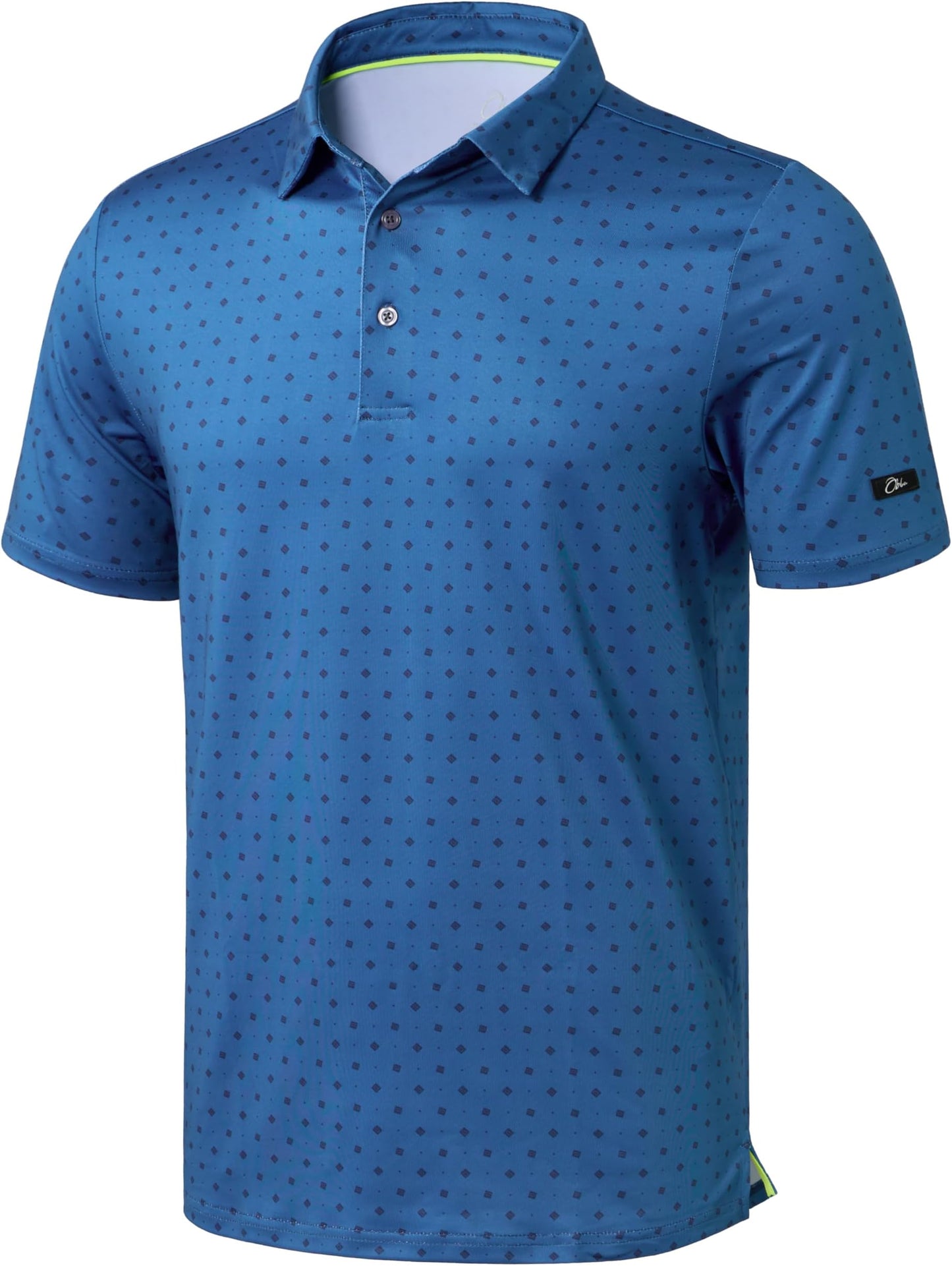 Obla Mens Golf Polo Shirts Short Sleeve Dry Fit Performance Moisture Wicking Casual Print Collared Golf Shirts For Men - Blue Circle
