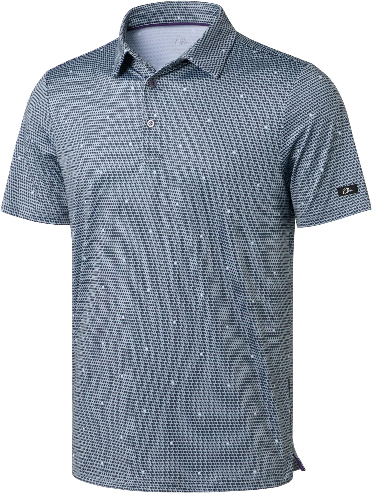 Obla Mens Golf Polo Shirts Short Sleeve Dry Fit Performance Moisture Wicking Casual Print Collared Golf Shirts For Men - Gray Flag