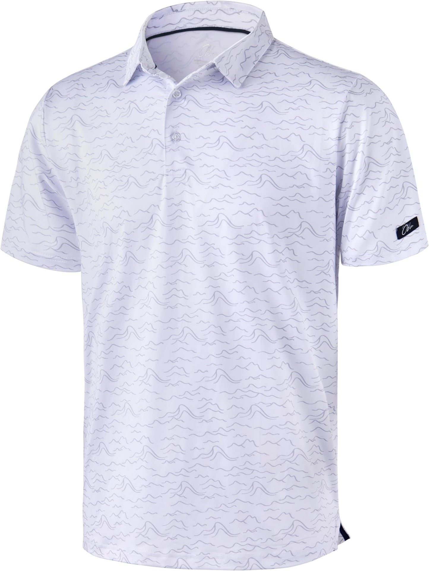Obla Mens Golf Polo Shirts Short Sleeve Dry Fit Performance Moisture Wicking Casual Print Collared Golf Shirts For Men - White Peak